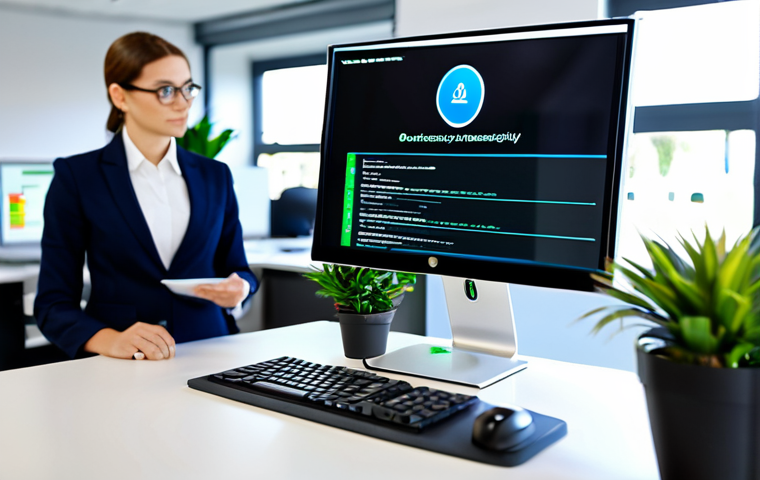Modern Office Security**

A businesswoman in a fully clothed, modest business suit is working at a computer in a bright, modern office. The computer screen displays a two-factor authentication prompt. Background includes blurred colleagues and office plants. Safe for work, appropriate content, fully clothed, professional attire, perfect anatomy, natural proportions, high quality, professional photography.

**
