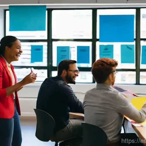 개인과 조직의 지식 공유 워크숍 기획 - **Prompt for active idea exchange in a vibrant workshop setting:**
    "A diverse group of 8-10 prof...