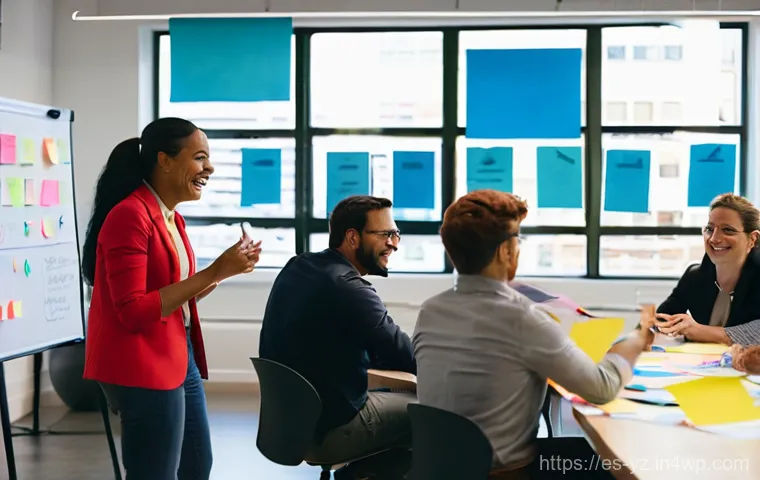 개인과 조직의 지식 공유 워크숍 기획 - **Prompt for active idea exchange in a vibrant workshop setting:**
    "A diverse group of 8-10 prof...