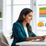 지식 공유 시스템에서의 데이터 분석 활용 - **Prompt 1 (Descriptive Analysis / Understanding Audience):**
    "A vibrant, eye-level shot of a fr...