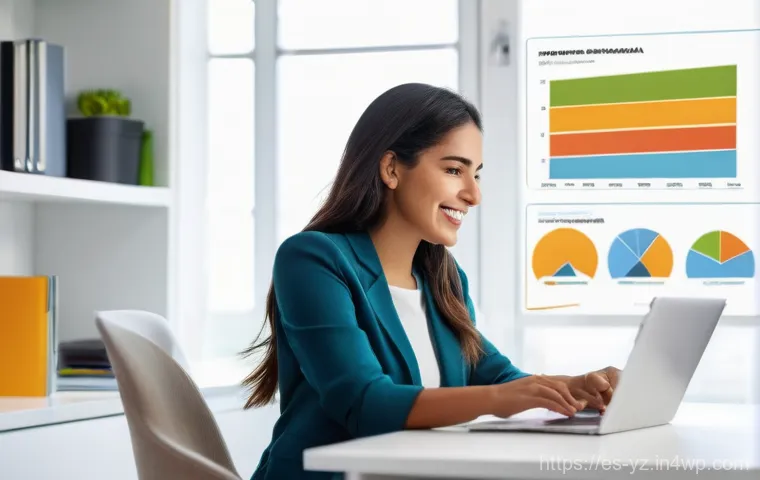 지식 공유 시스템에서의 데이터 분석 활용 - **Prompt 1 (Descriptive Analysis / Understanding Audience):**
    "A vibrant, eye-level shot of a fr...