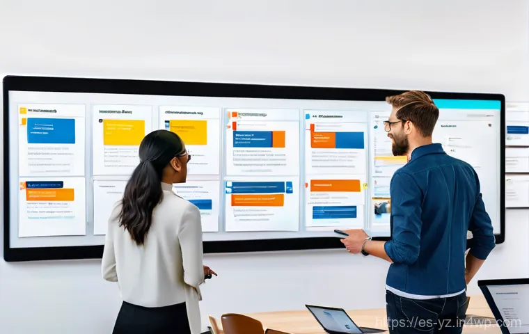 지식 공유를 위한 프로젝트 관리 도구 - A visionary project manager, male or female, with a thoughtful expression, analyzing a sophisticated...