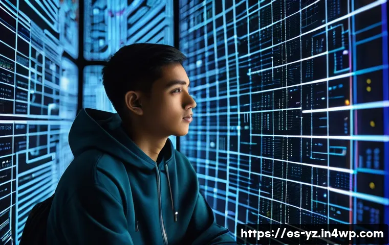 디지털 시대의 지식 공유 시스템 활용법 - **Prompt 1: Navigating the Digital Labyrinth of Information**
    "A young person, possibly a univer...