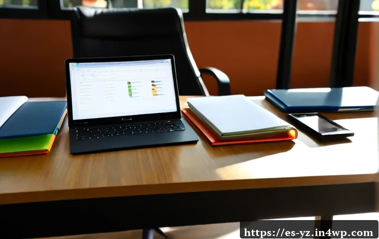 지식 관리와 공유 시스템의 차이점 - Photorealistic Spanish-speaking office professional organizing personal knowledge on a laptop, neatl...